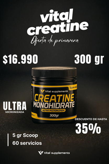 Vital Creatina Monohidrato 300 grs. 60 servicios