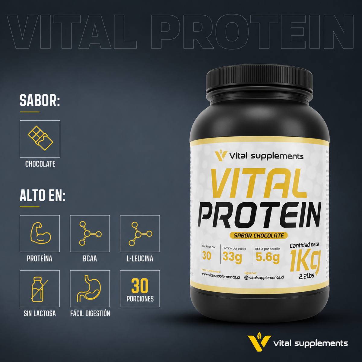 Pack Vital Creatine + Vital Protein Chocolate Suizo 1Kg